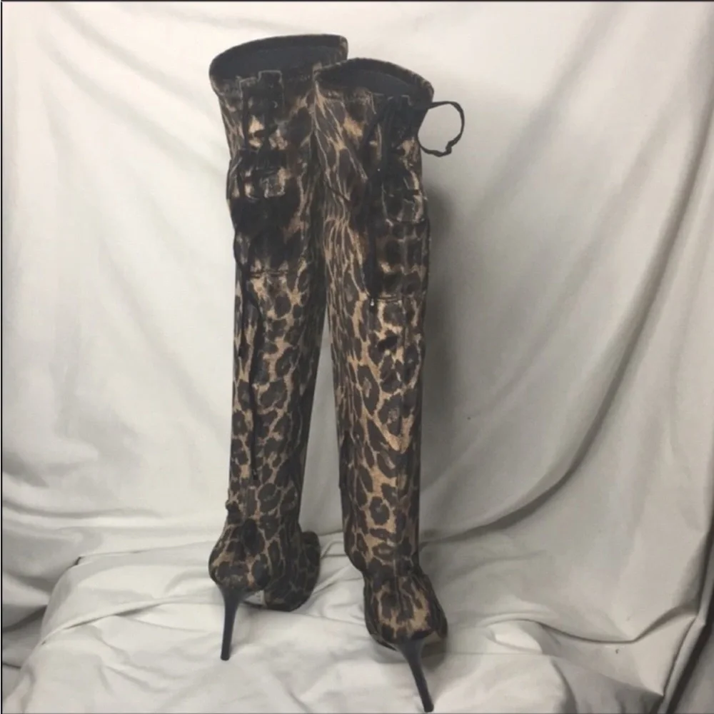 VALERINE OVER-THE-KNEE LEOPARD-PRINT BOOTS